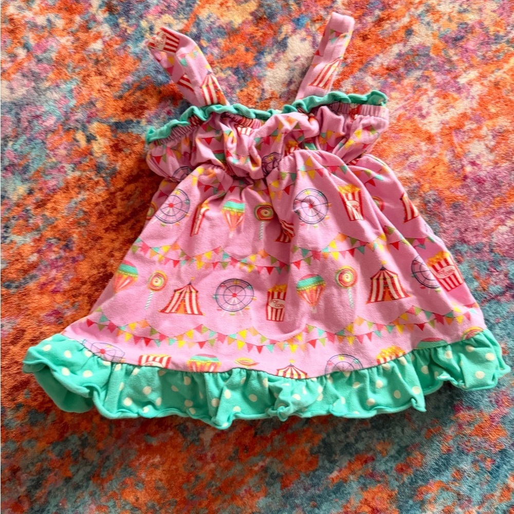 Matilda Jane Girls 6-12m Carnival Print Pink Dress Circus Ferris Wheel